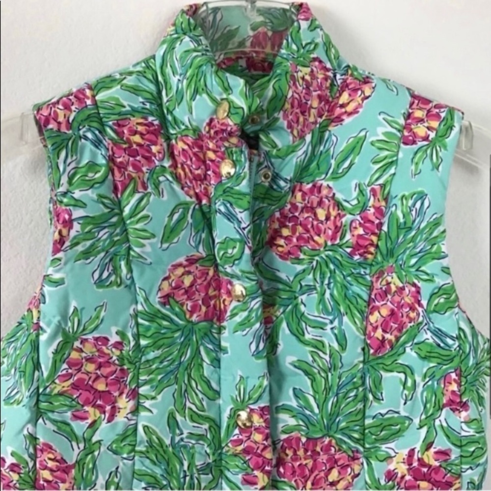 Lilly Pulitzer Vest Jacket Puffer Floral Green Size XS - Picture 4 of 7